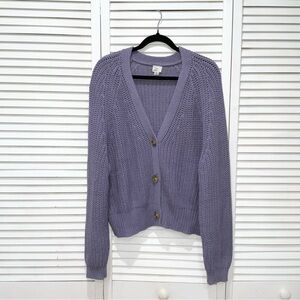 A New Day Lavender Purple V Neckline Button Down Knit Cardigan
